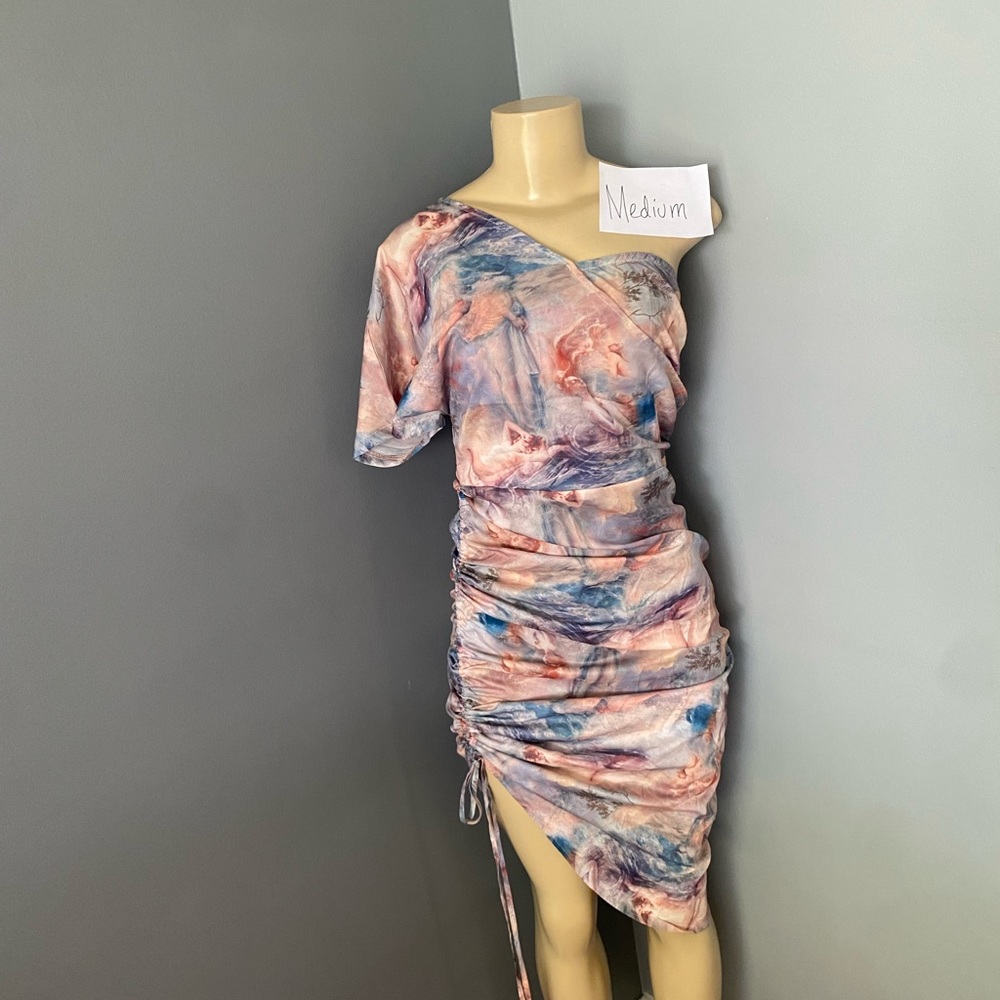 Prettylittlething one shoulder ruched elegant dress